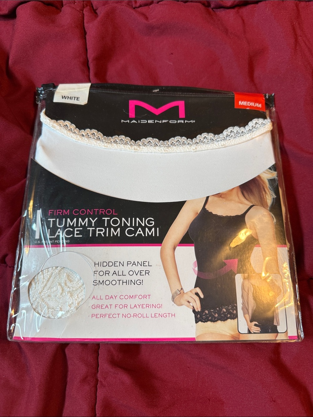 Maidenform White Lace Trim Tummy Toning Cami